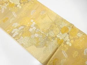 アンティーク　浅田叡一製　道長取りに菊・牡丹模様織り出し袋帯（材料）